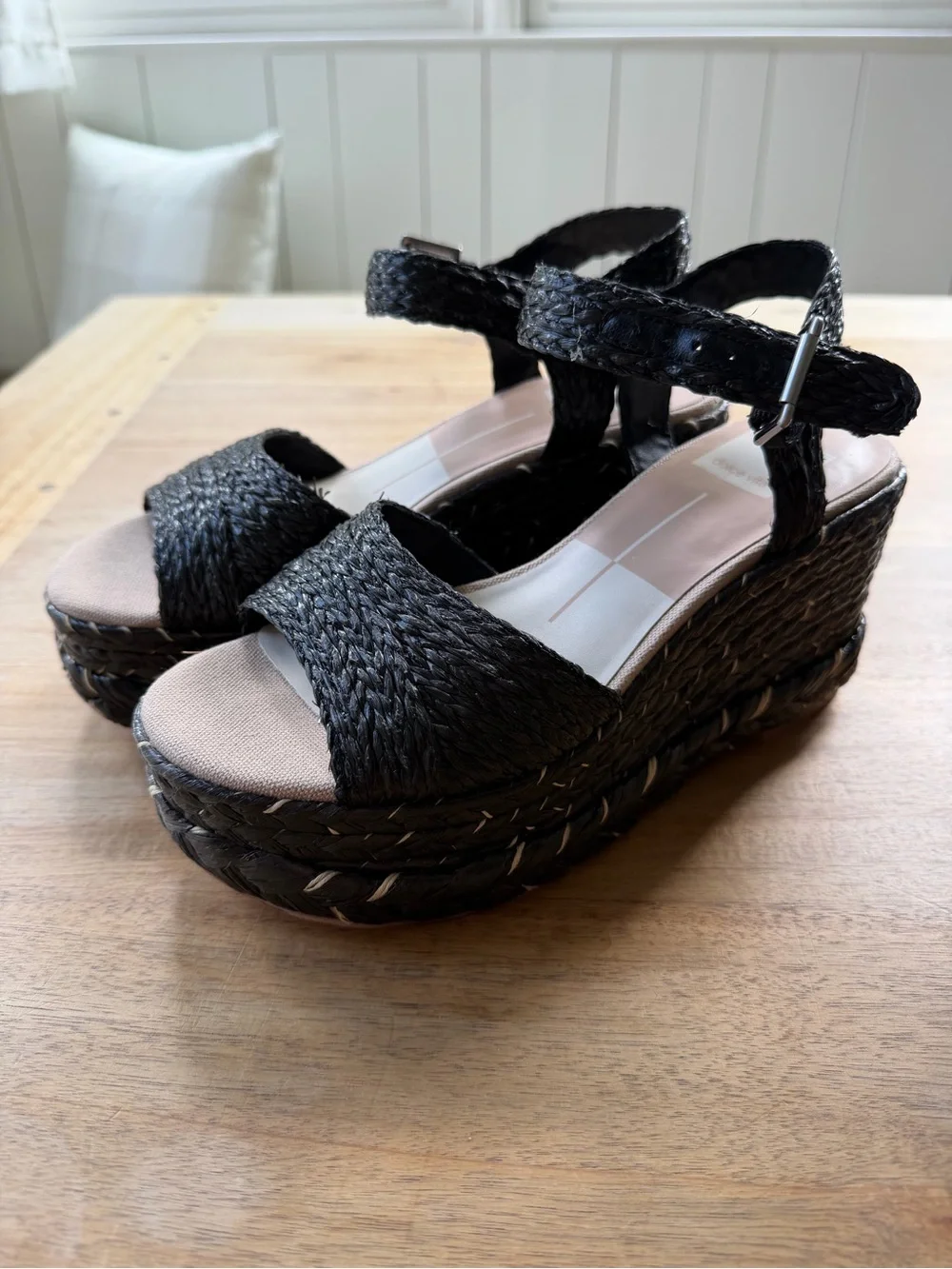 Dolce Vita Black Woven Platform Espadrille Sandals - Women
